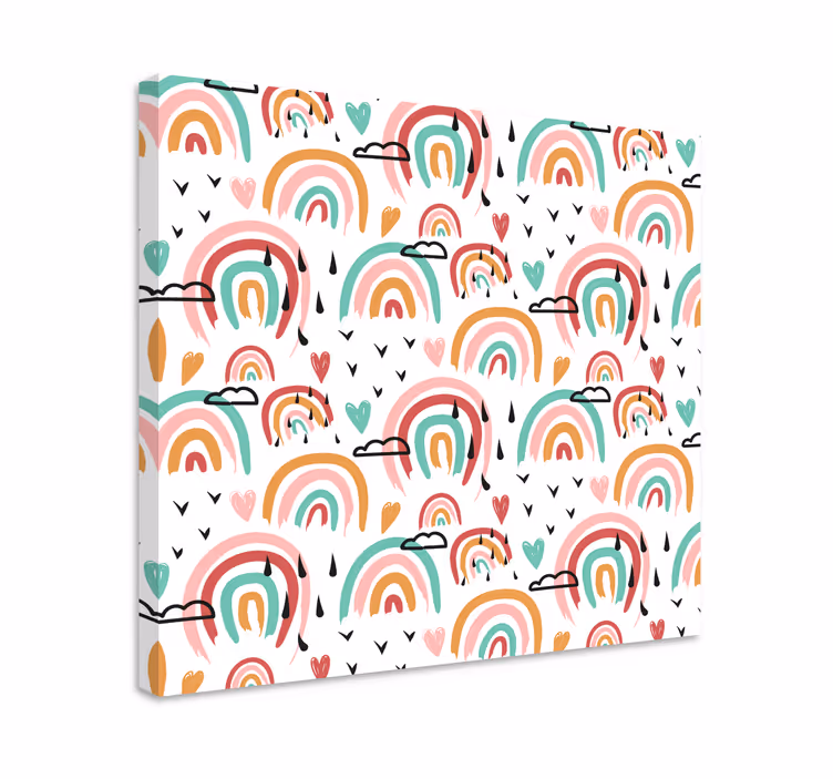 Tableau enfants motif arc-en-ciel ludique - TenStickers