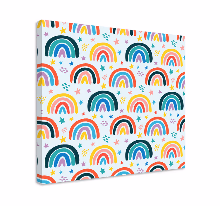 Tableau enfants motif arc-en-ciel coloré - TenStickers