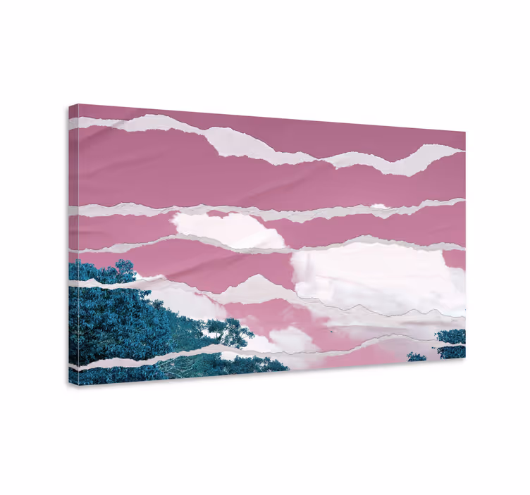 Tableau paysage couleurs sur un horizon rose - TenStickers