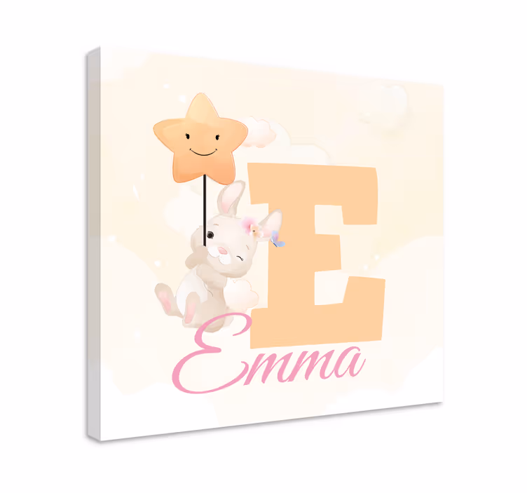 Tableau 3d lapin heureux tenant une Étoile - TenStickers
