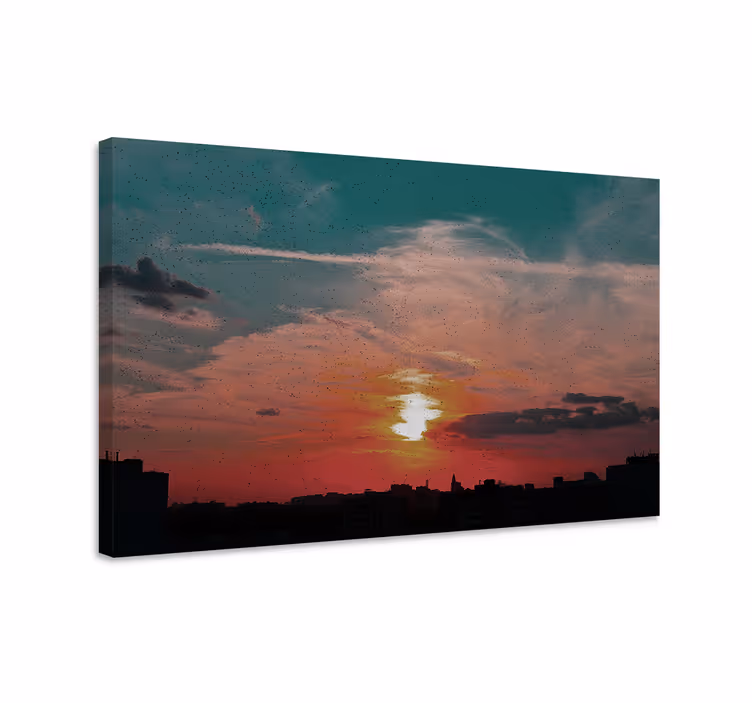 Tableau paysage skyline urbain au crépuscule - TenStickers
