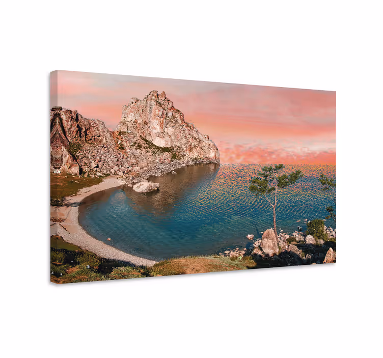 Tableau paysage structure en pierre au bord de mer - TenStickers