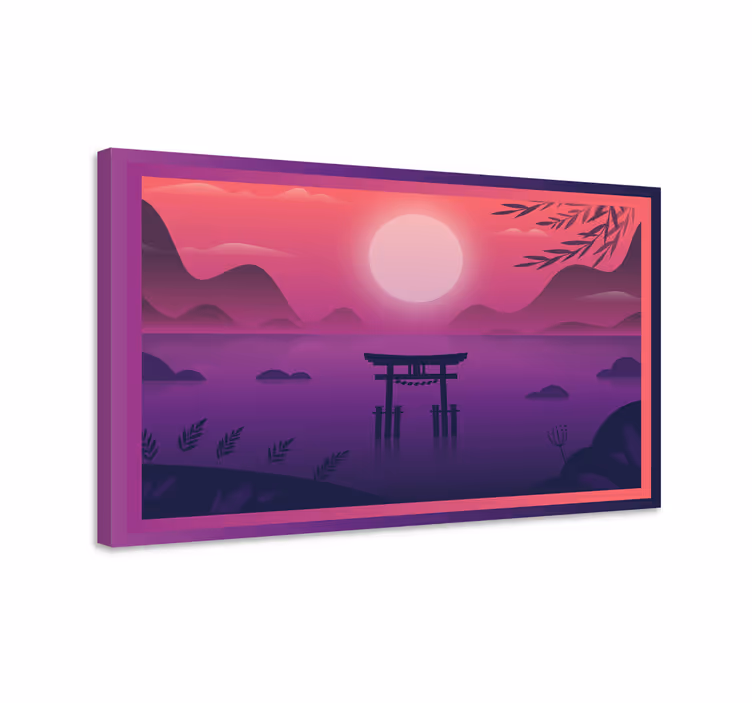Tableau oriental porte torii du coucher de soleil - TenStickers