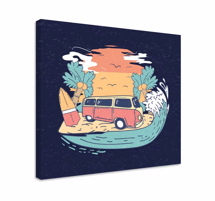 Tableau villes et pays scène de van surf - TenStickers