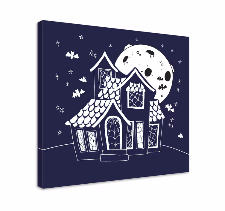 Tableau paysage silhouette de maison hantée - TenStickers