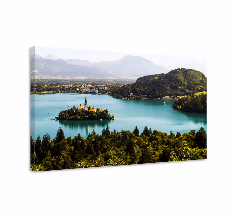 Tableau paysage île tranquille sur un lac - TenStickers