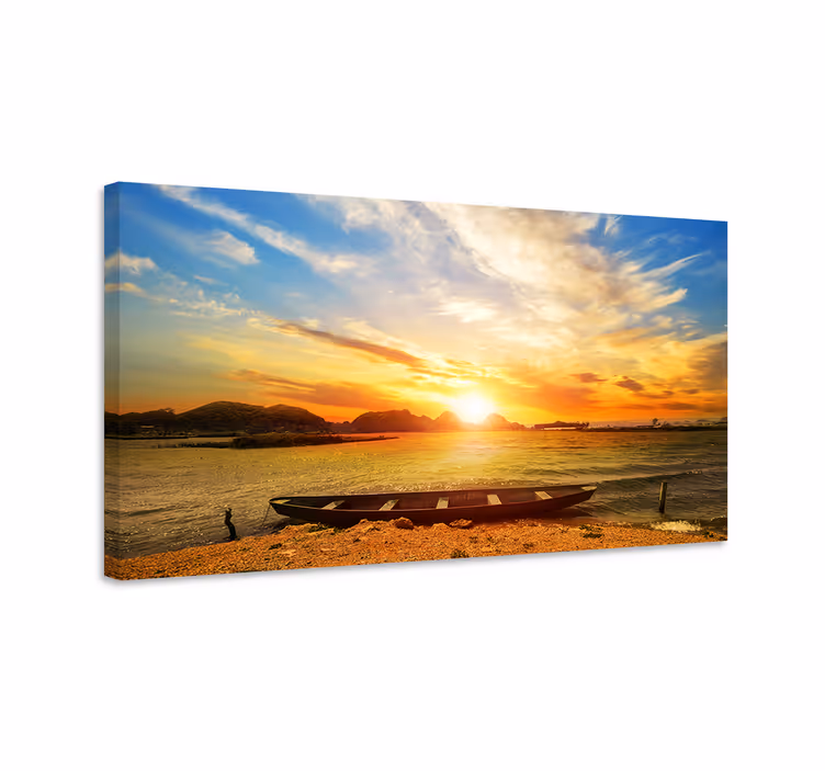 Tableau paysage coucher de soleil sur l'eau - TenStickers