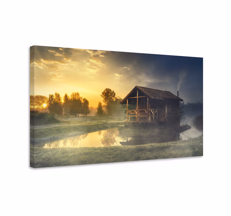 Tableau paysage reflet de cottage rustique - TenStickers