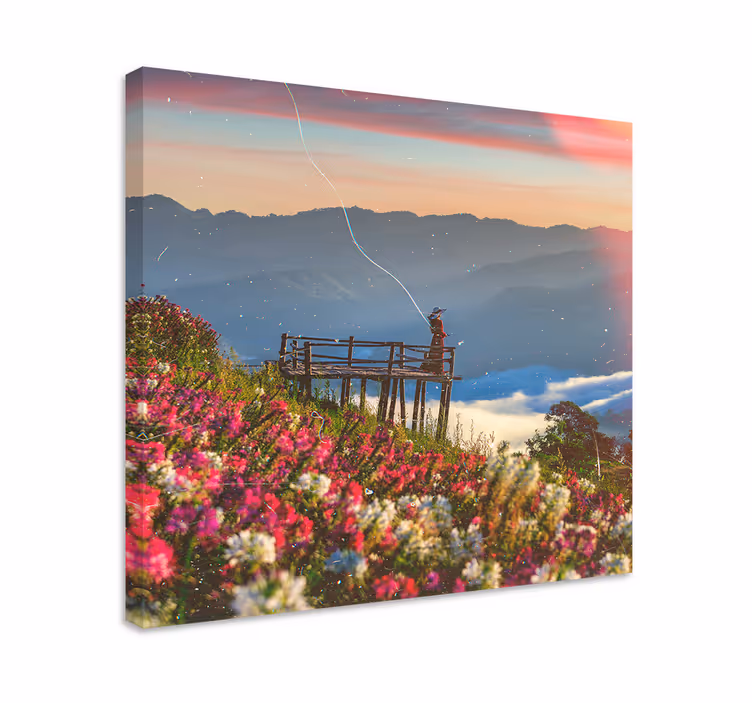 Tableau paysage sérénité vue sur montagne - TenStickers