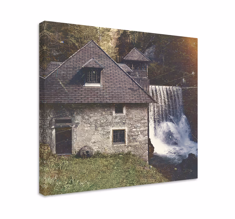 Tableau paysage scène de cascade historique - TenStickers