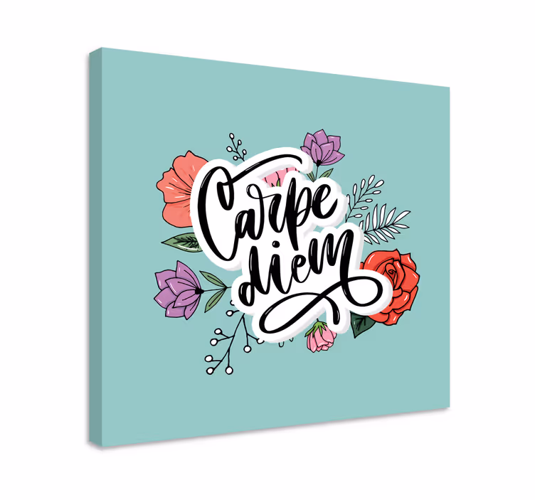 Tableau citation carpe diem floral élégant - TenStickers