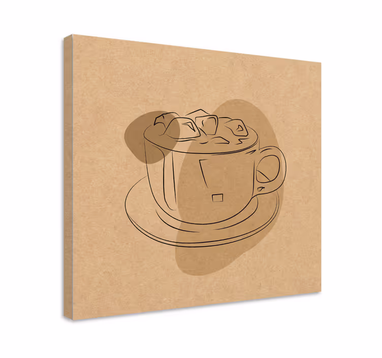 Tableau fleurs illustration tasse à café - TenStickers