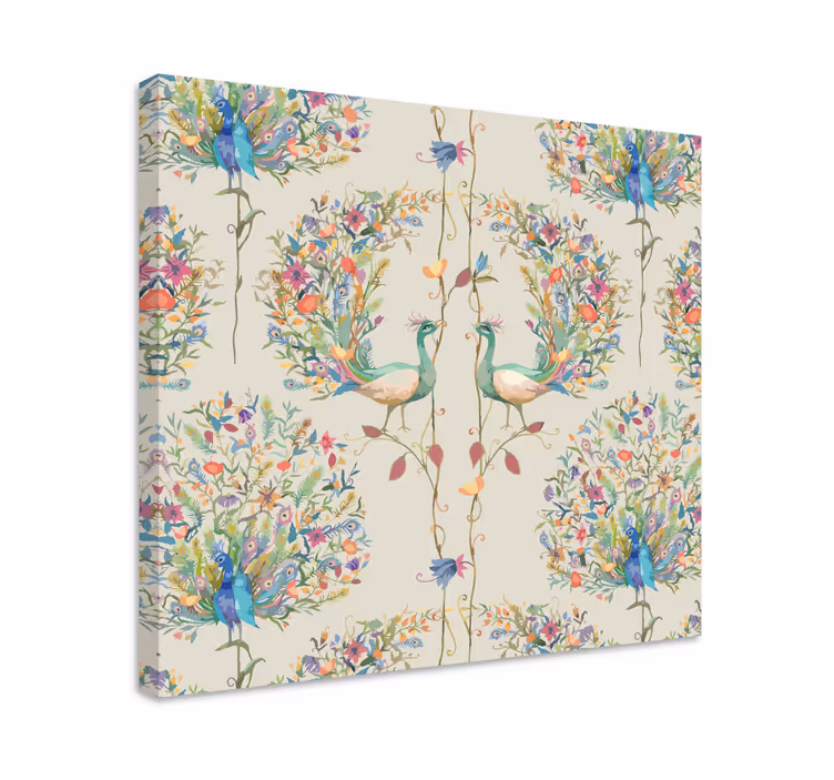 Tableau de jardin au décor floral avec 2 paons - TenStickers