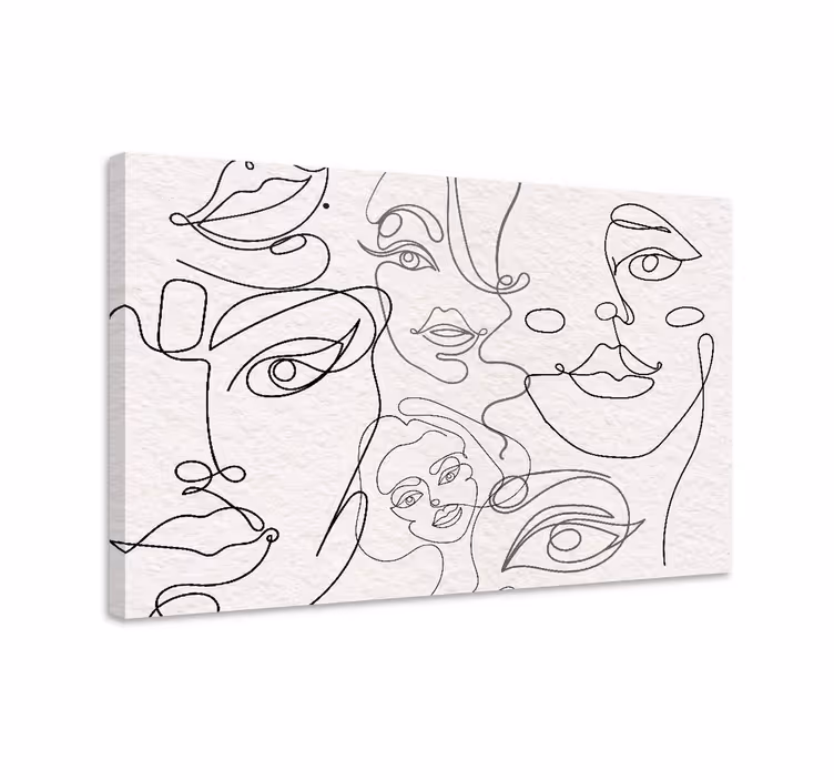 Tableau personnage visages en ligne continue - TenStickers