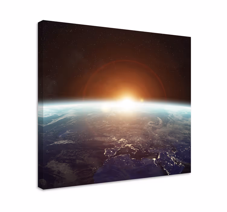 Tableau carte du monde vue de la terre depuis l'orbite - TenStickers