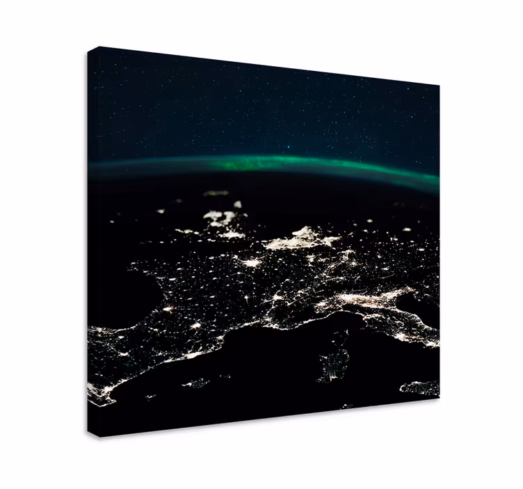 Tableau carte du monde vue aérienne nocturne - TenStickers