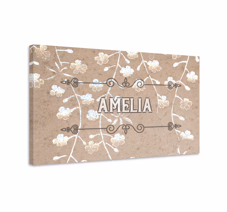 Tableau personnalisé décor floral avec nom - TenStickers