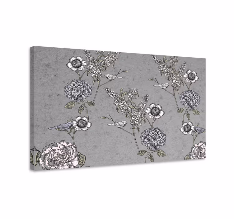 Tableau vintage Brindilles grises vintage avec des oiseaux - TenStickers