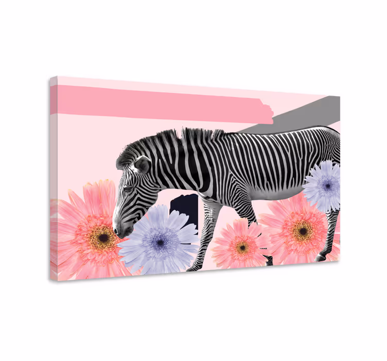 Tableau animaux zèbre parmi les fleurs - TenStickers