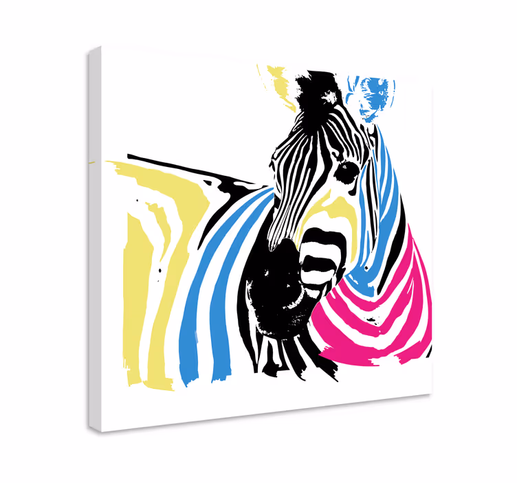 Tableau animaux zèbre aux rayures vives - TenStickers