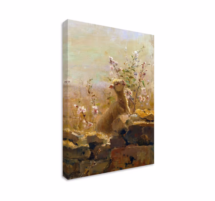 Tableau animal rencontre avec des moutons - TenStickers