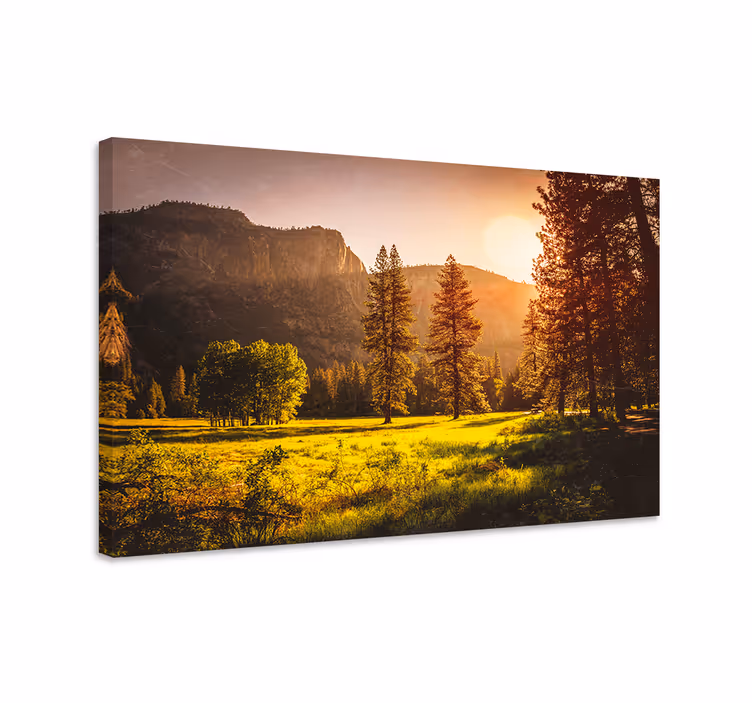 Tableau paysage coucher de soleil sur les montagnes - TenStickers