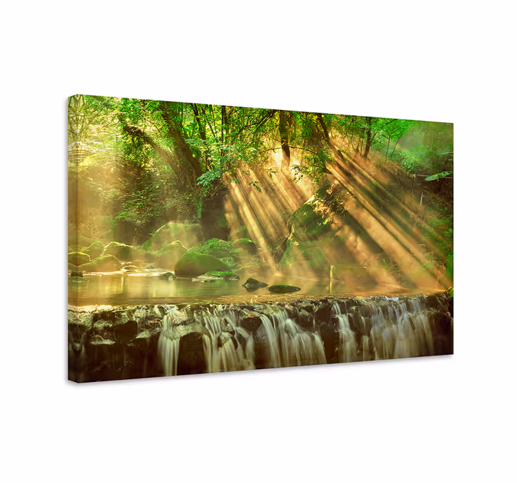 Tableau paysage ruisseau forestier ensoleillé - TenStickers