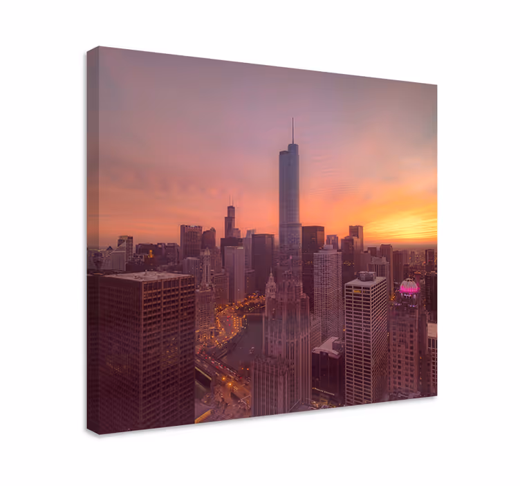 Tableau villes et pays coucher de soleil sur chicago - TenStickers