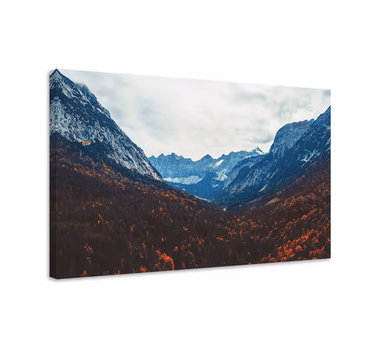 Tableau paysage vue de la vallée montagneuse - TenStickers