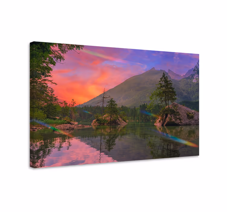 Tableau paysage réflexion de montagne sérénité - TenStickers