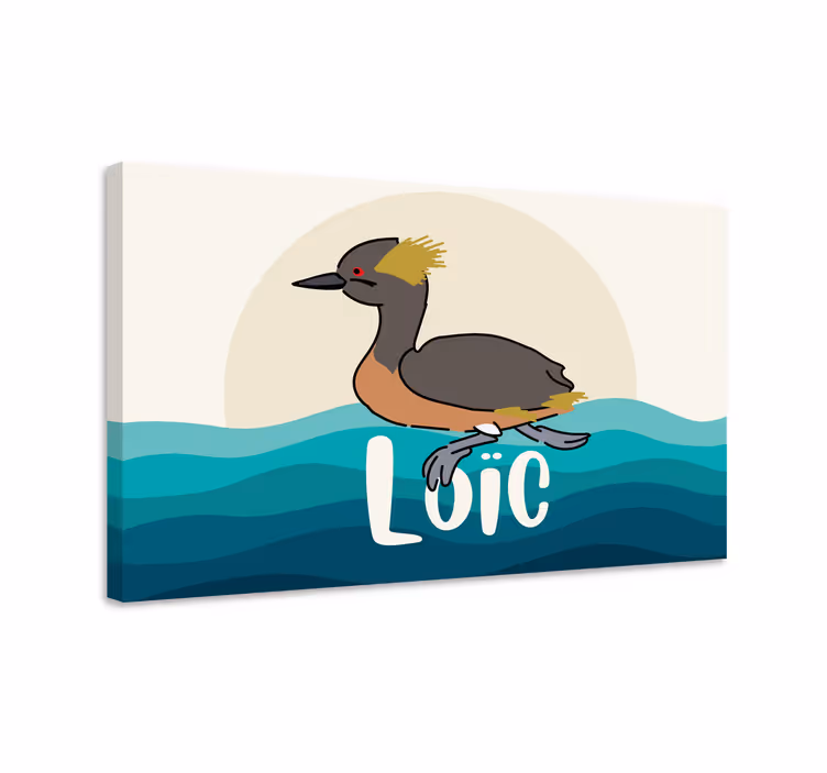 Tableau Grèbe à cou noir prénom personnalisable - TenStickers