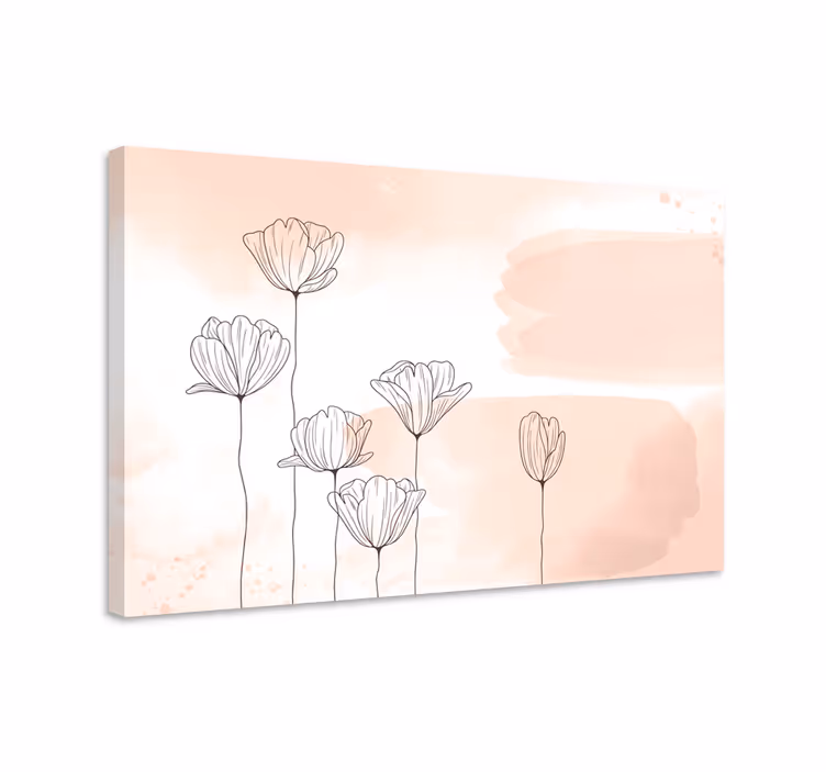 Tableau fleurs aquarelle lignes noires - TenStickers