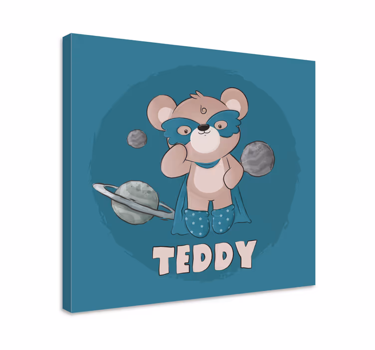 Tableau prénom personnalisé Nounours héros - TenStickers