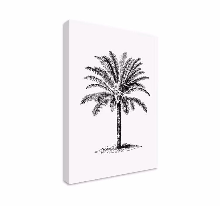 Tableau dessin palmier encre noire - TenStickers