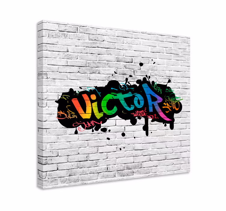 Tableau prénom graffiti sur fond briques - TenStickers