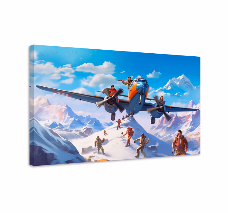 Tableau personnages jeux vidéo dans un avion - TenStickers