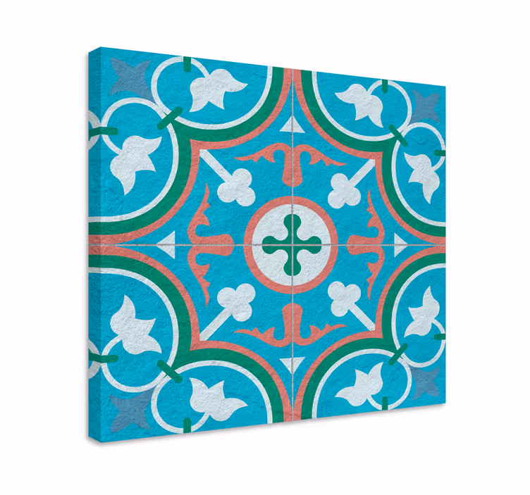 Tableau vintage carrelage hydraulique bleu  - TenStickers