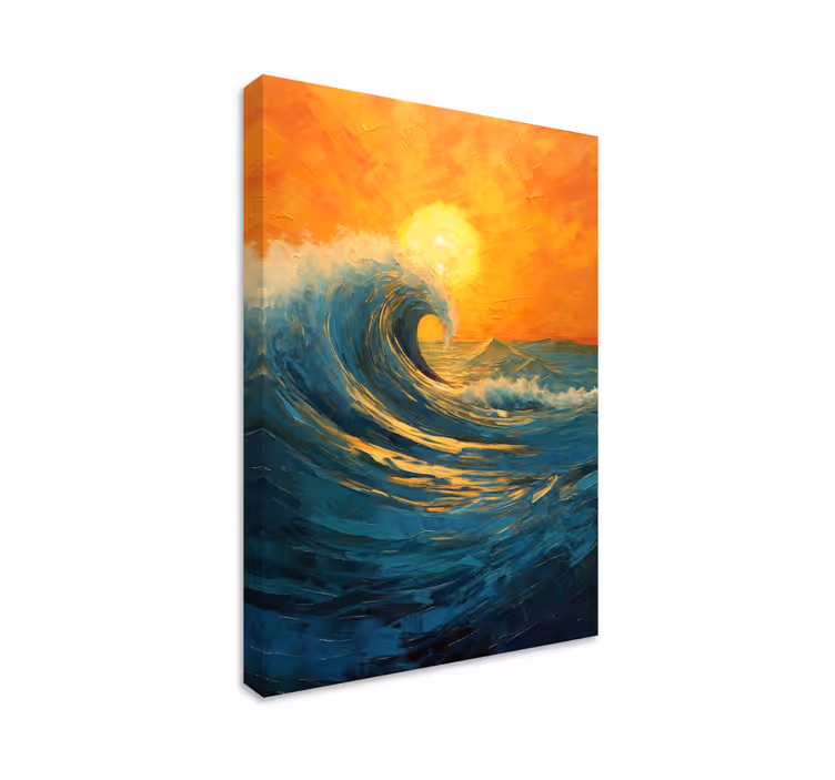 Tableau paysage vague au lever du soleil - TenStickers