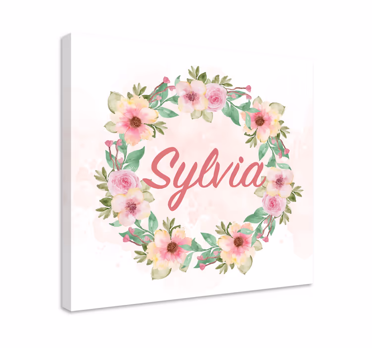 Tableau personnalisé couronne de fleurs printemps aquarelle - TenStickers