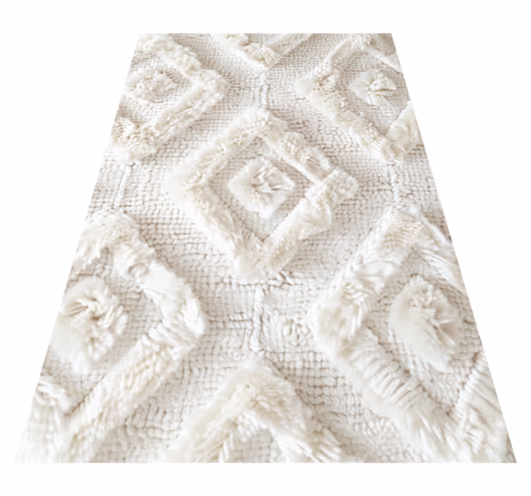 Tapis vinyle blanc effet coton motif de losanges - TenStickers