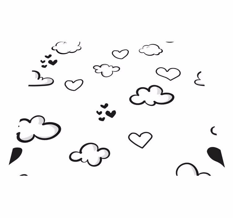 Tapis vinyle blanc nuages et cœurs - TenStickers
