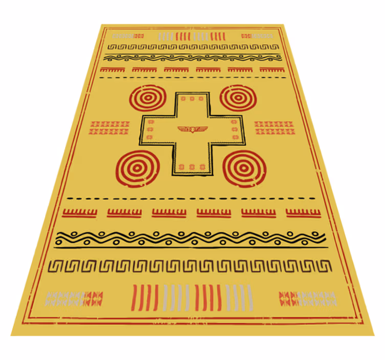 Tapis vinyle jaune conception ethnique - TenStickers