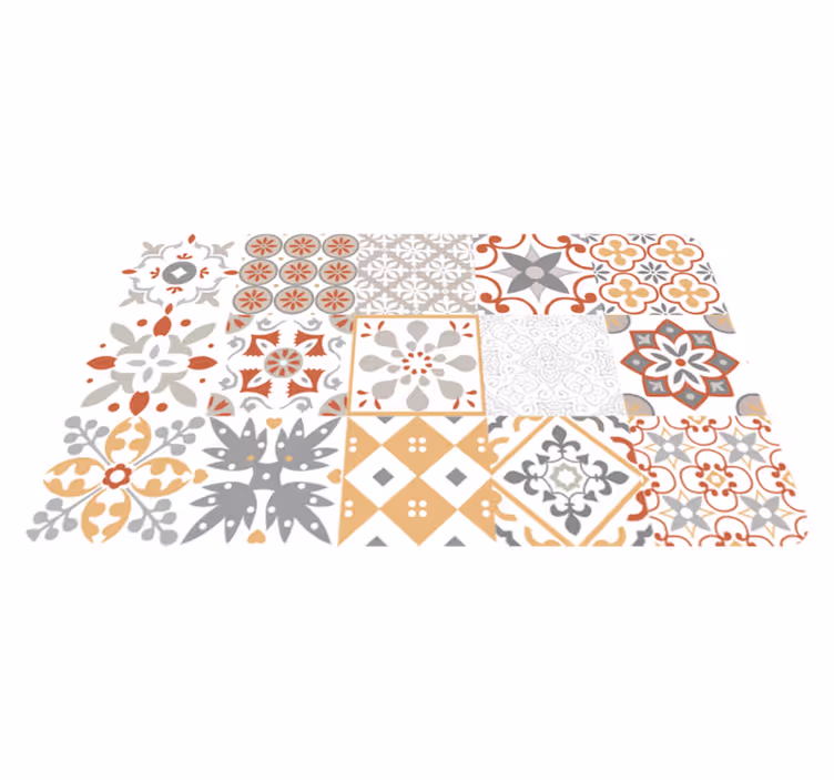 Tapis vinyle cuisine mosaïque orange - TenStickers