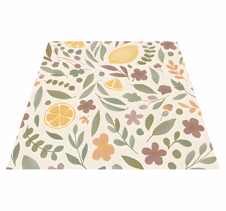 Tapis vinyle extérieur motif floral de citron - TenStickers