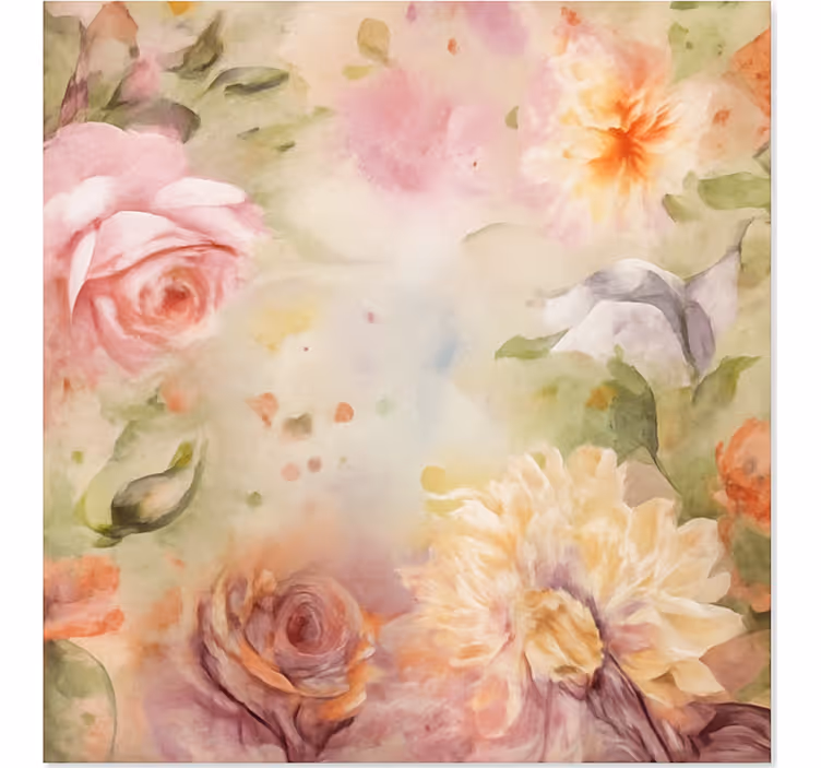 Tapis vinyle salon roses florales roses - TenStickers