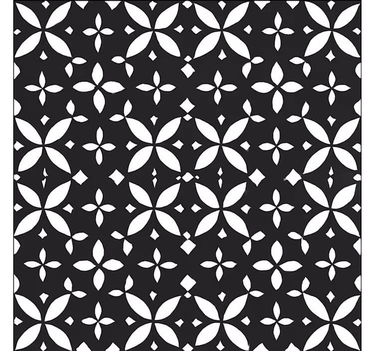 Tapis vinyle salle à manger géométrique floral noir - TenStickers