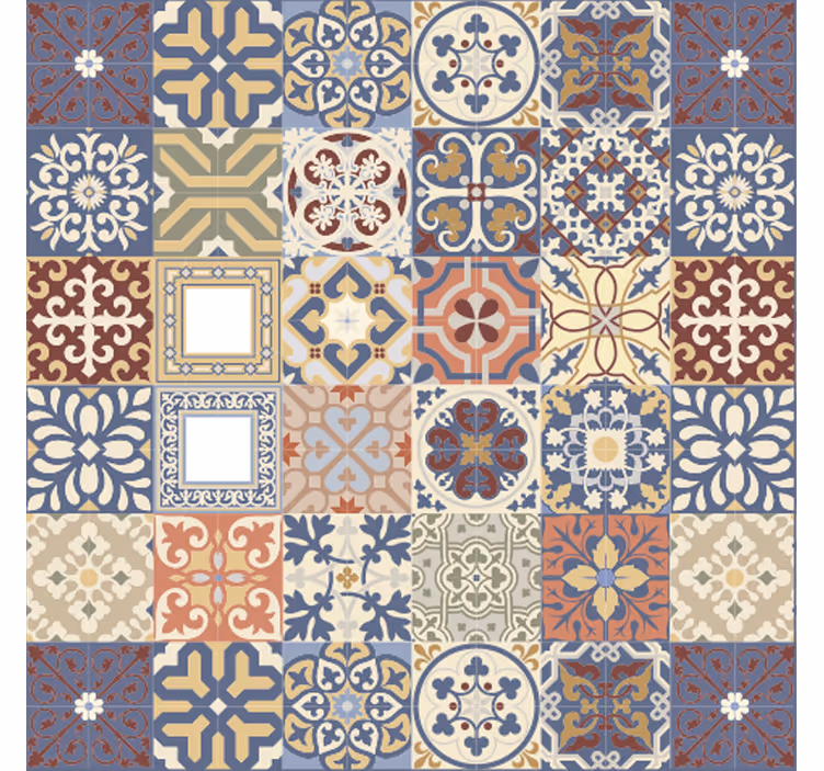 Tapis vinyle carreaux de ciment modèle portugais simple - TenStickers