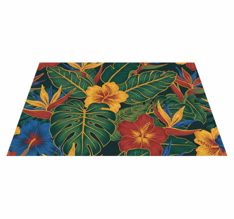 Tapis vinyle salon plante exotique - TenStickers