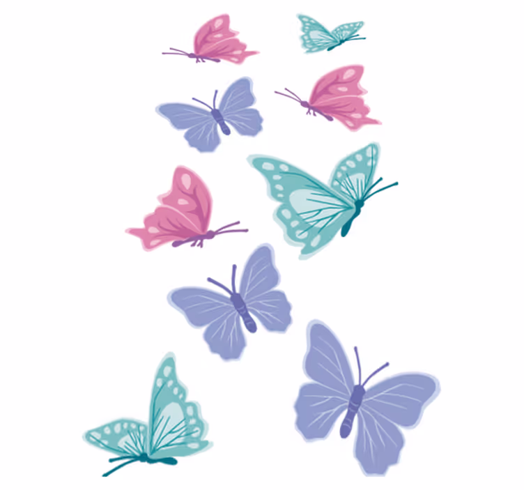 Tapis vinyle animal papillons pastel - TenStickers