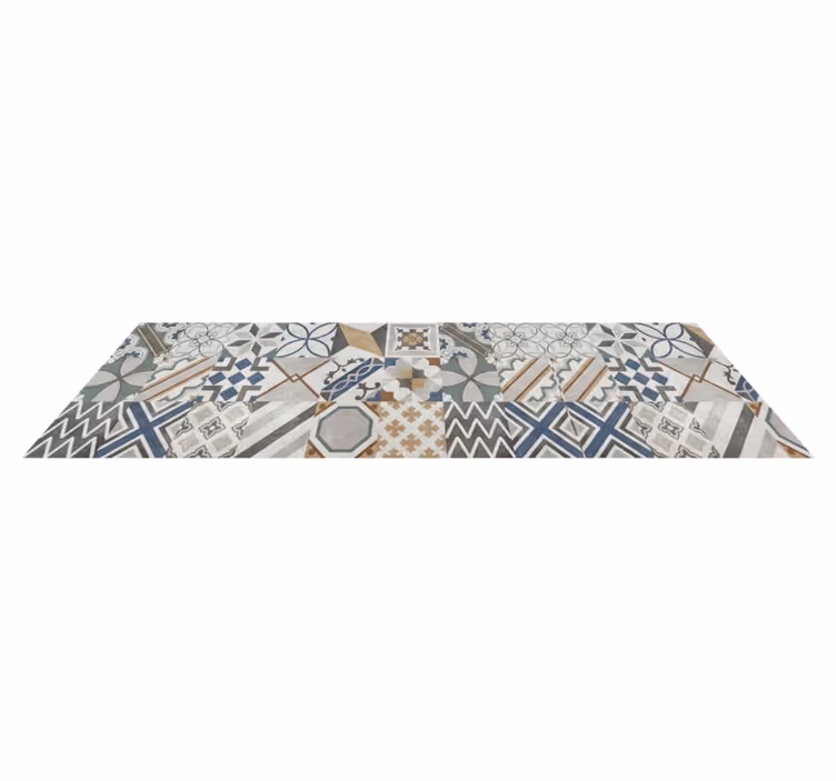 Tapis vinyle cuisine patchwork géométrique éclectique - TenStickers